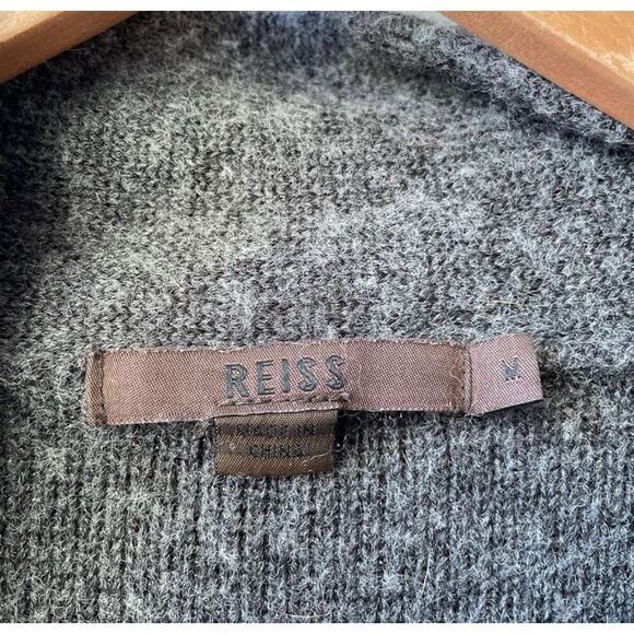 Reiss wool blend fuzzy cardigan size medium gray excellent condition - Picture 3 of 10